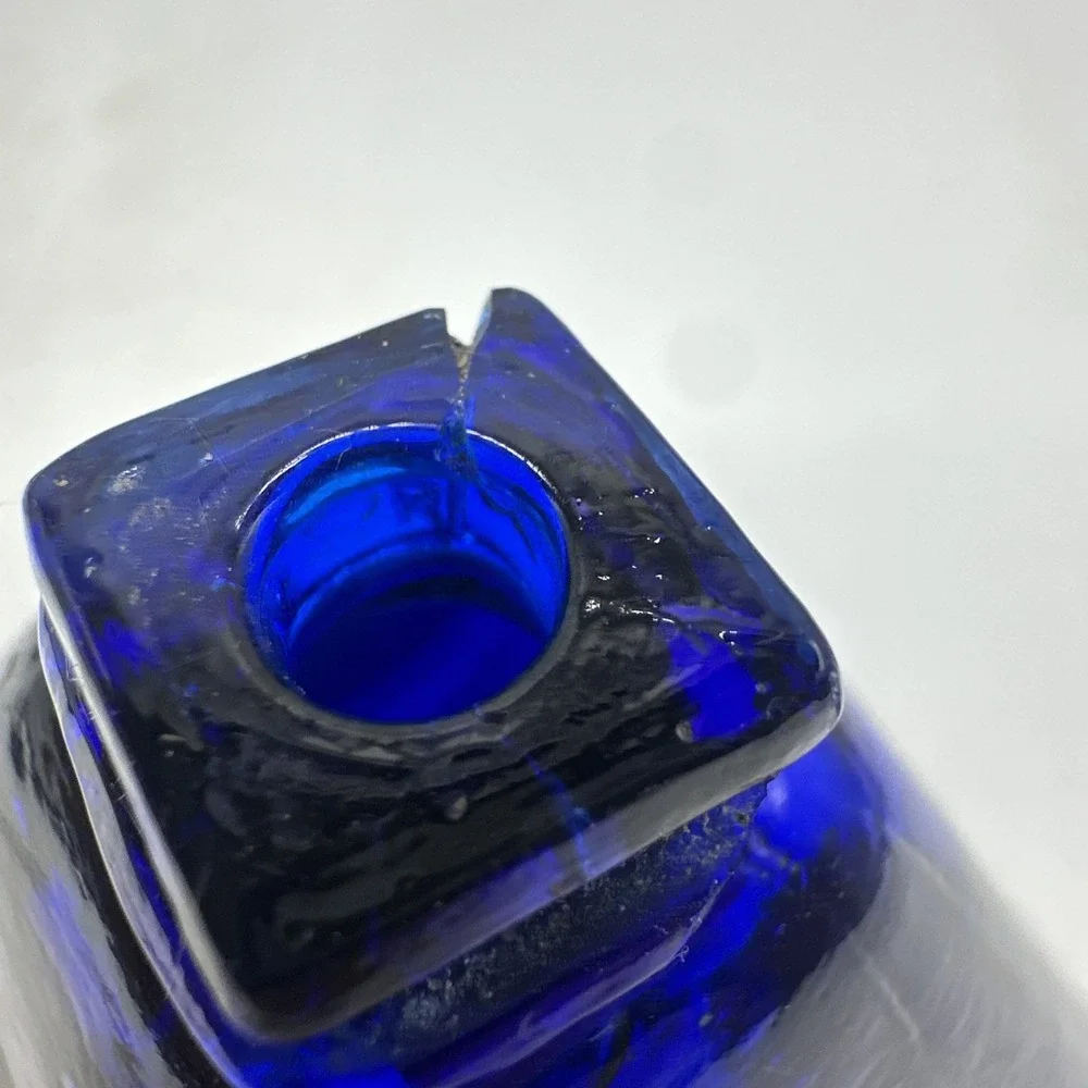Cobalt Blue  Handcrafted Glass Pyramid Oil Lamp 4